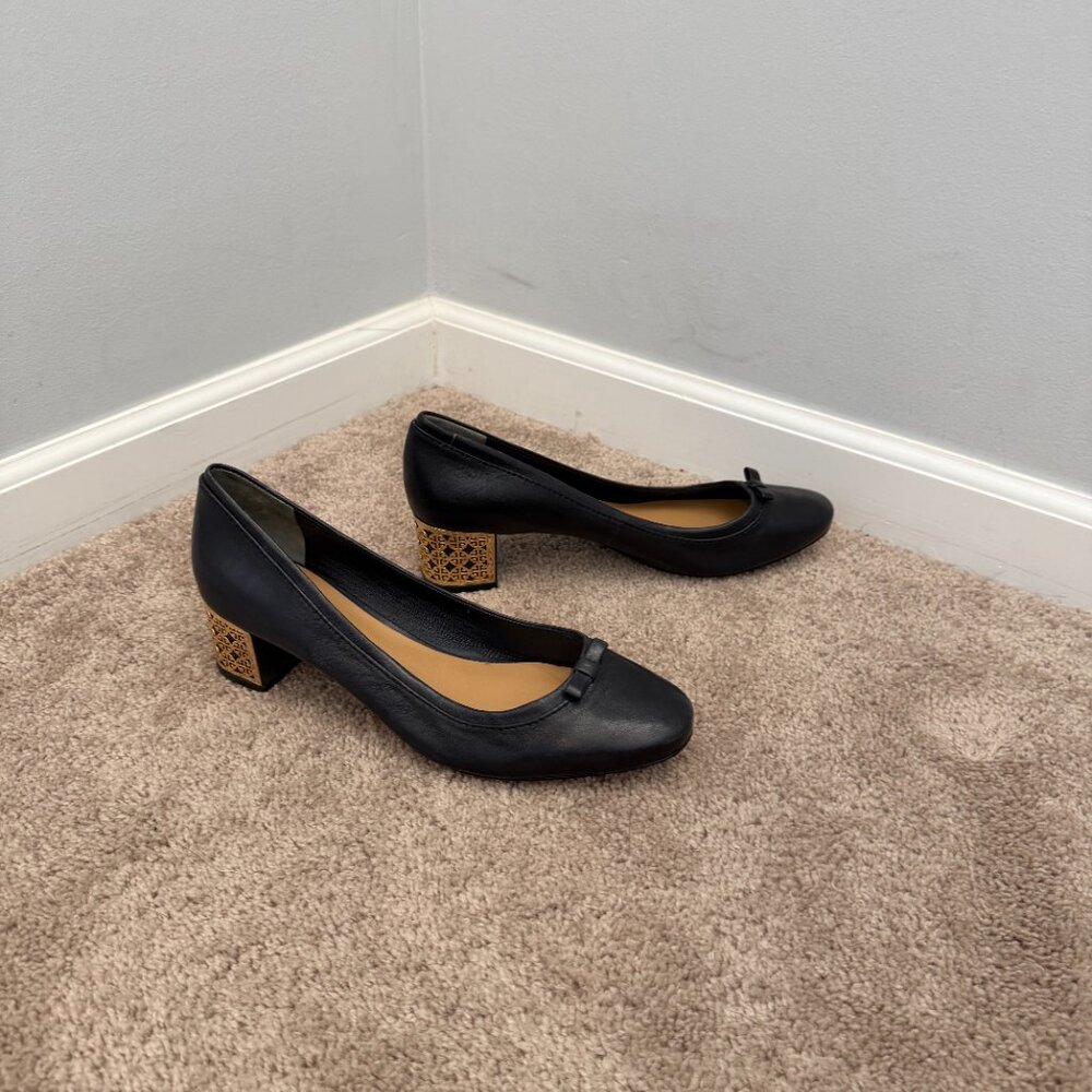Tory Burch Navy Blue Low-Heel Pumps